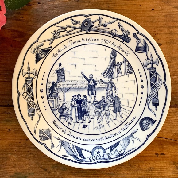 Vintage French Revolution Blue & White Porcelain Collector Plate France - Picture 1 of 15